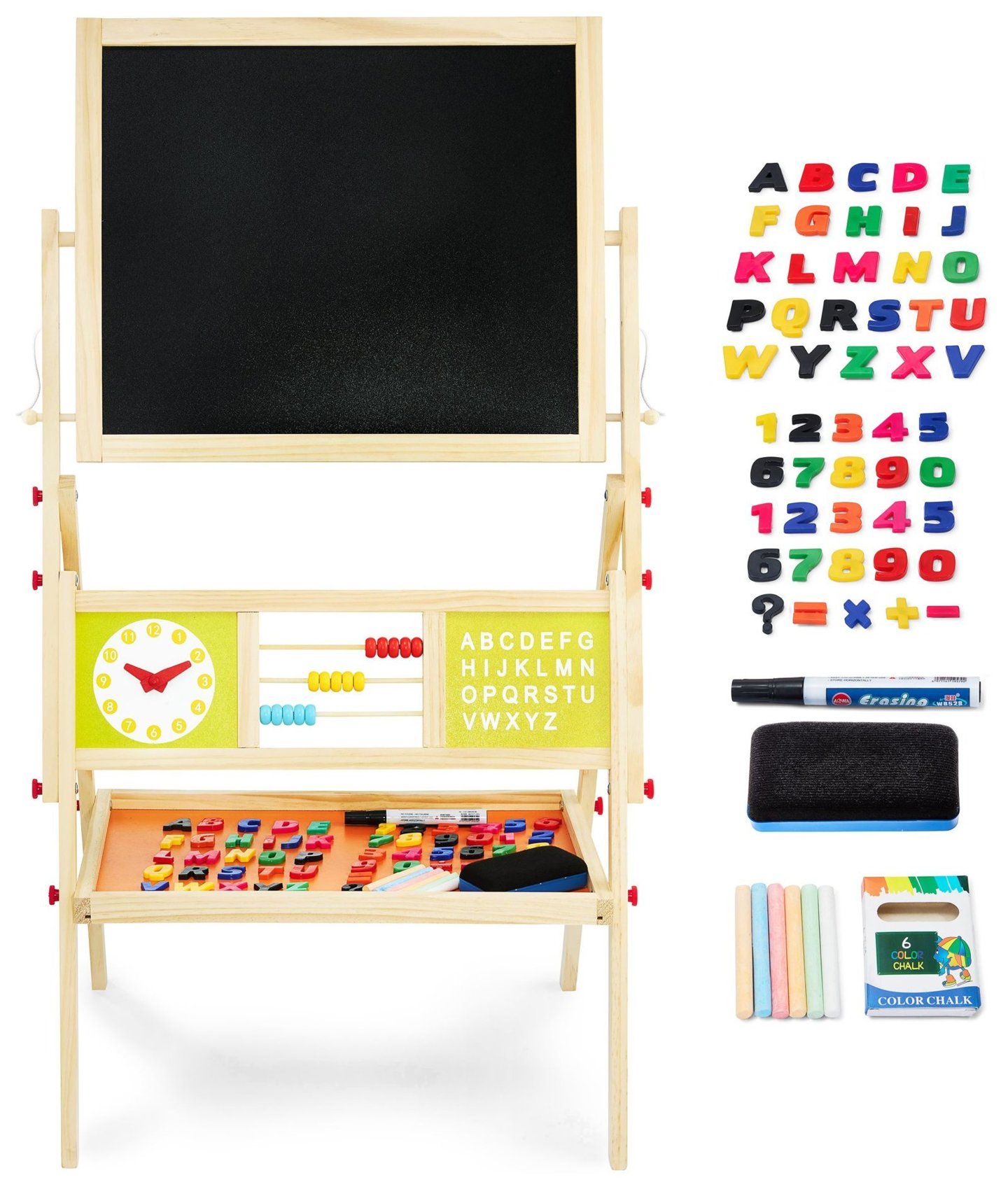Large Educational Two-sided Board: magnetic and chalkboard - dry erasable, wooden
